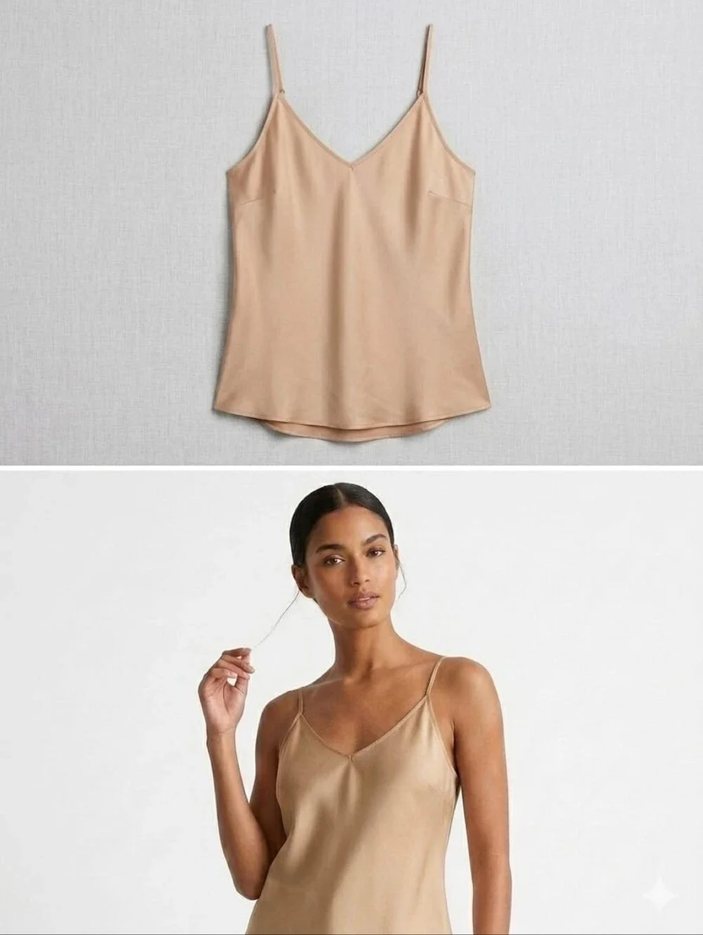 J.Crew 100% Silk Carrie V-Neck Camisole Women's Cami Top Beige L